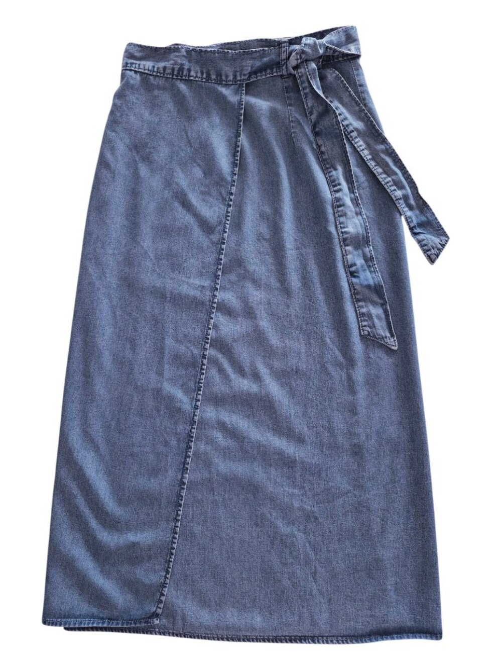 Denim Wrap Midi Skirt Very Soft Cotton Lyocell Blend Size 4